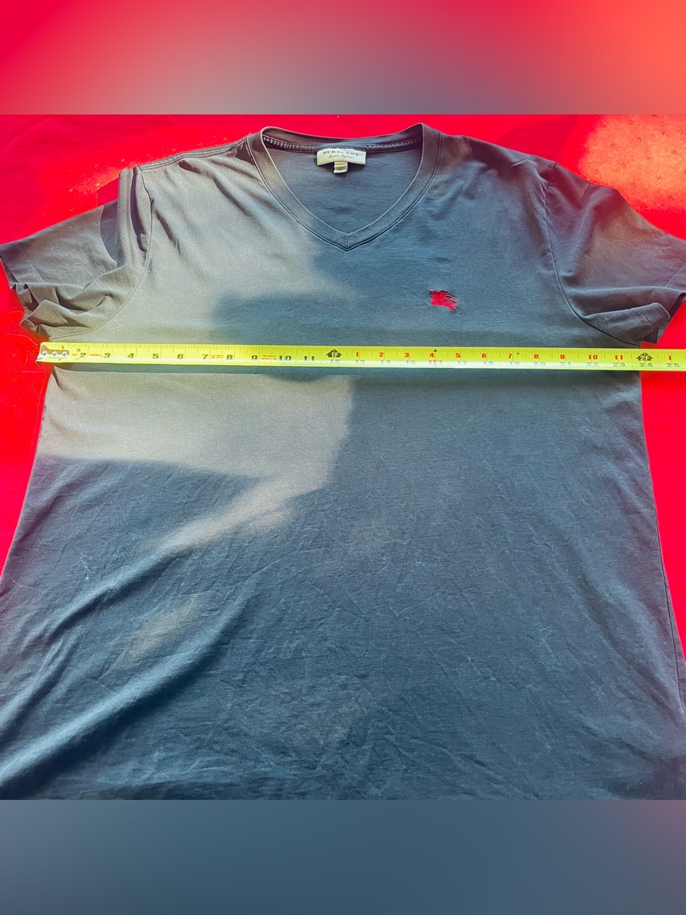 Burberry London Men's V-Neck Short Sleeve Shirt with Red Pony Emblem